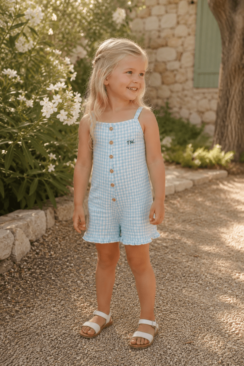 Fien jumpsuit blauw ruitjes vacances - The New Chapter Store